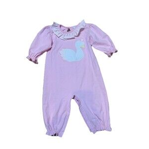 Busy Bees Smocks Girls 6m Ruffled Long Sleeve Romper